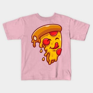 Cute Slice Of Pizza Cartoon Kids T-Shirt